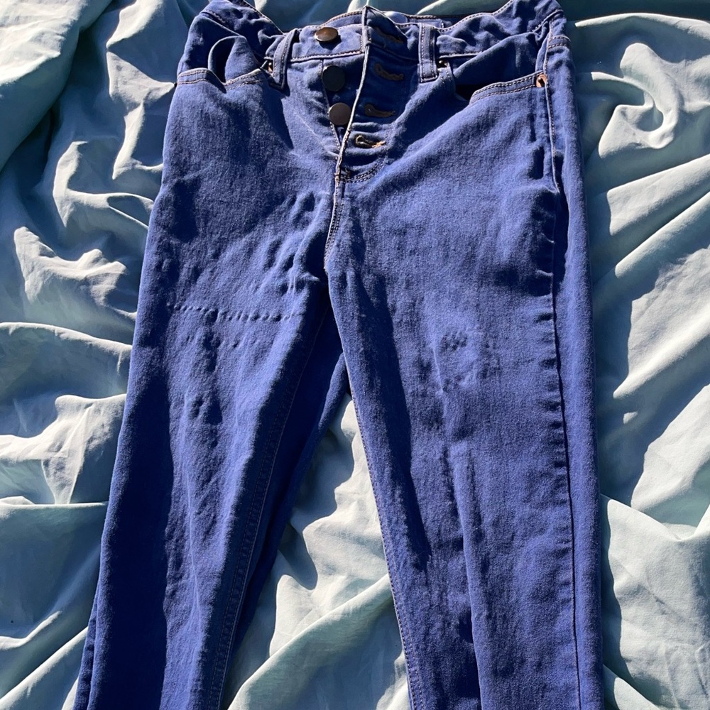 Blue skinny leg denim jeans
